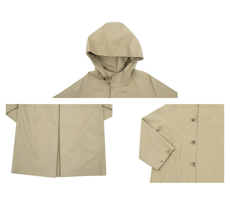 Sweet Girly Temperament Mid-length Hooded Trench Coat Women