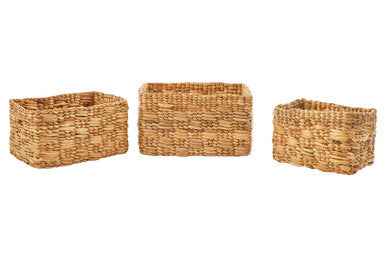 Set of 3 Natural Water Hyacinth Storage Baskets 1901339