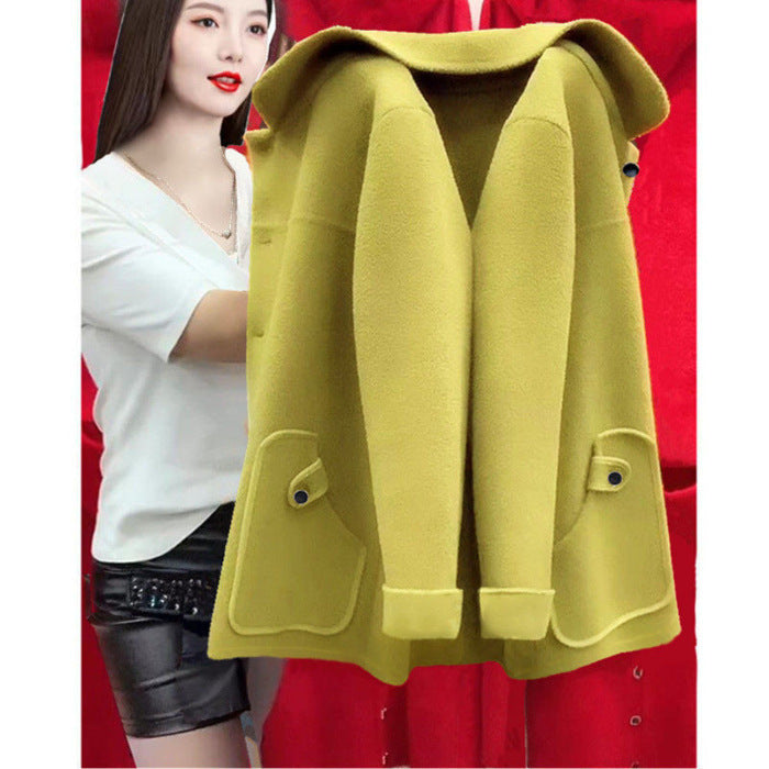 Premium Woolen Coat - Women's Loose Fit Short Jacket