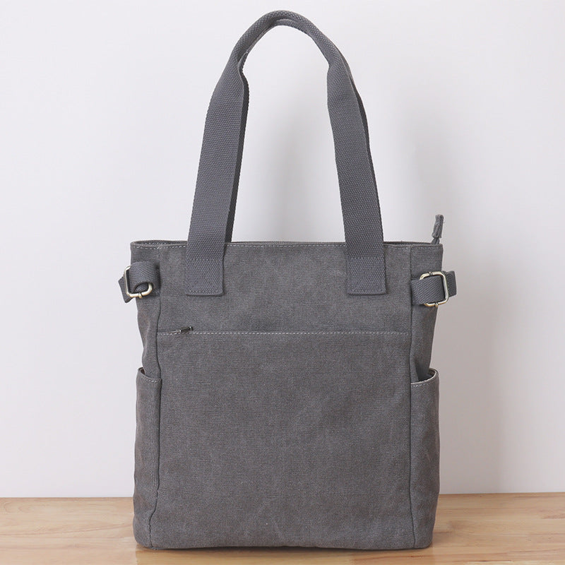 Casual Retro One-shoulder Hand-held Tote Canvas Bag For Women