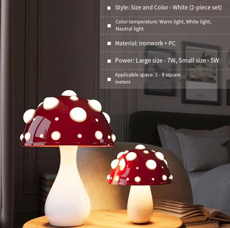Mushroom Decorative Desk Lamp Bedroom Headboard Dimming Atmosphere Student Dormitory Desktop Night Light
