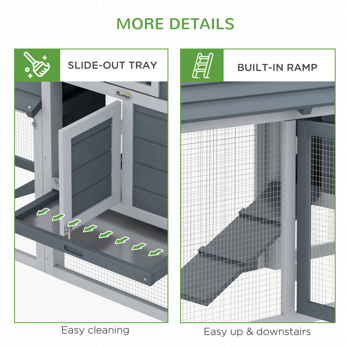 Small Chicken Coop Hen Cage Nesting Box w/ Outdoor Run Grey 150.5 x 54 x 87 cm