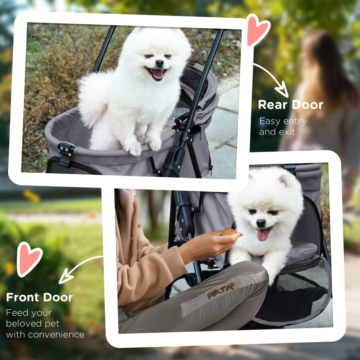 Pet Stroller No-Zip Foldable Travel Carriage with Brake Basket Adjustable Canopy