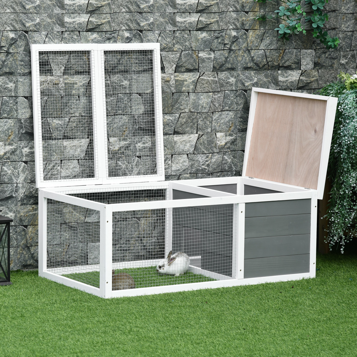 Rabbit Hutch Small Animal Cage Pet Run Cover, with Water-resistant Asphalt Roof