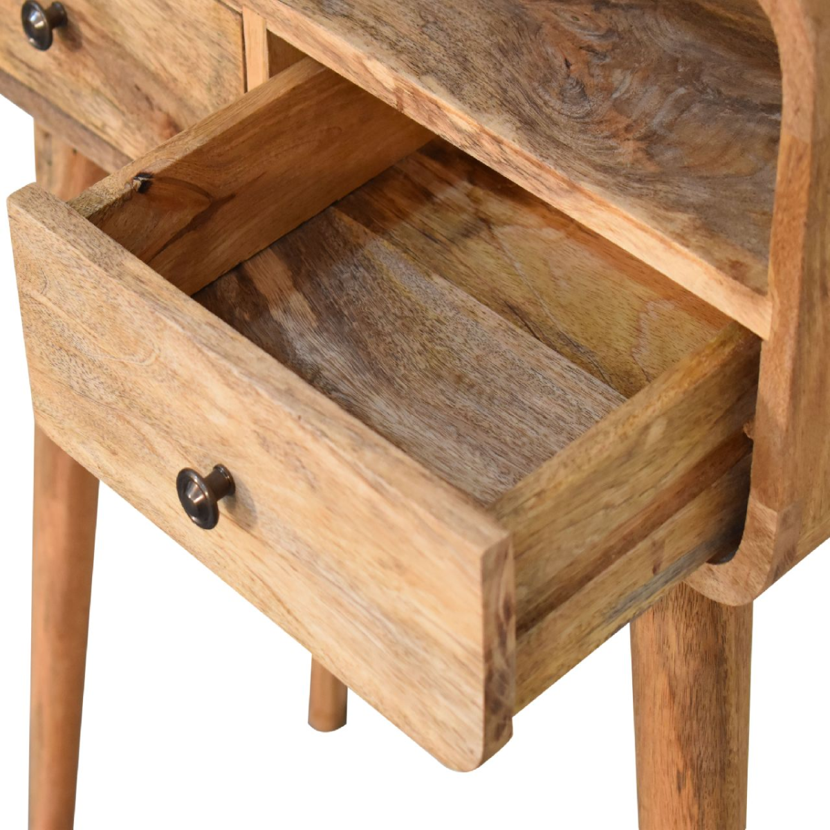 Artisan Furniture Solid Wood Mini Curved Oak-ish Console Table