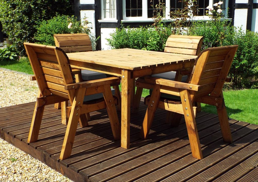 Charles Taylor Trading Four Seater Square Table Set With Grey Cushion Brown
