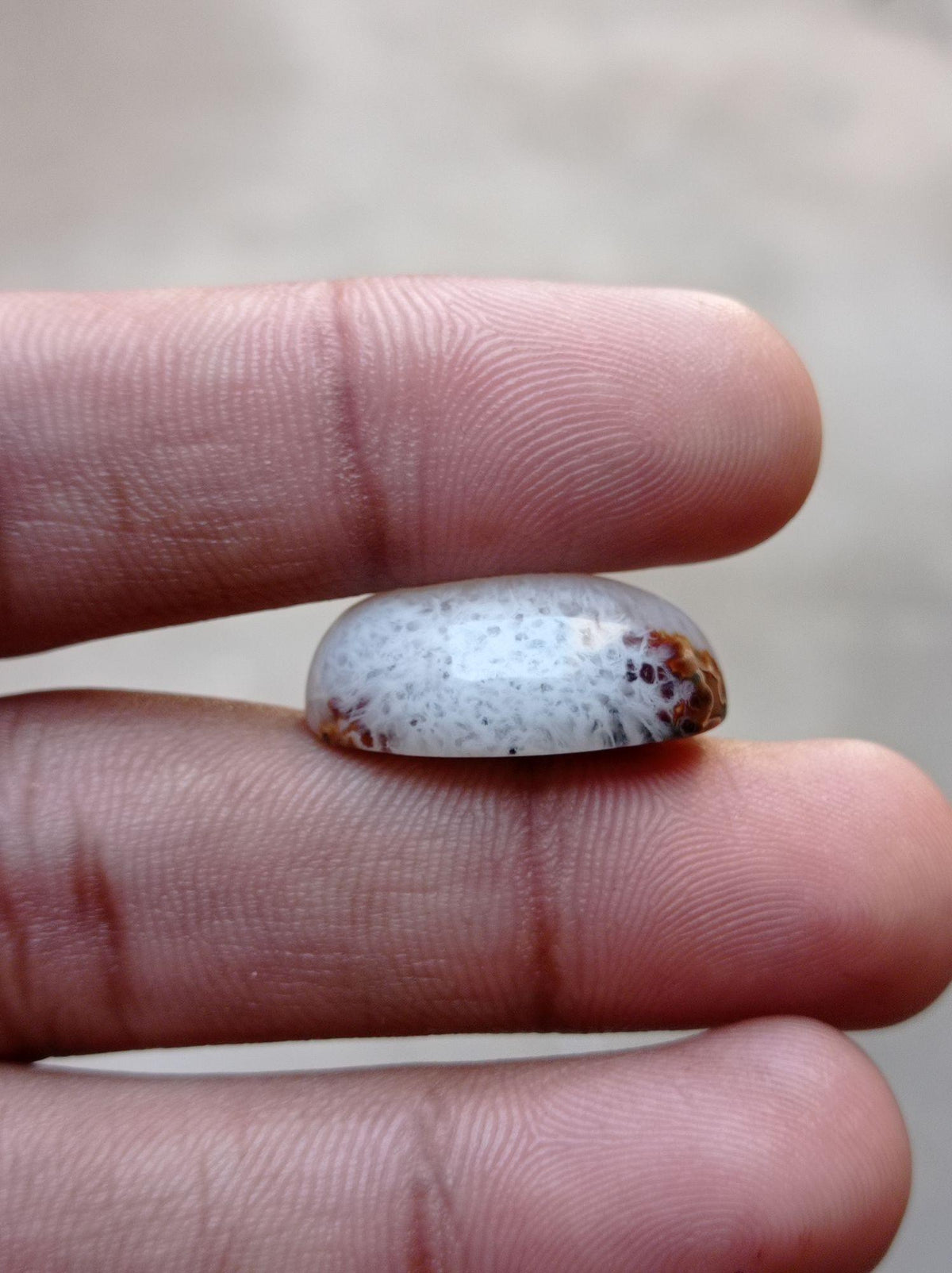 White Enhydritic Agate Cabochon - Sulaimani Aqeeq - 25x19x9mm