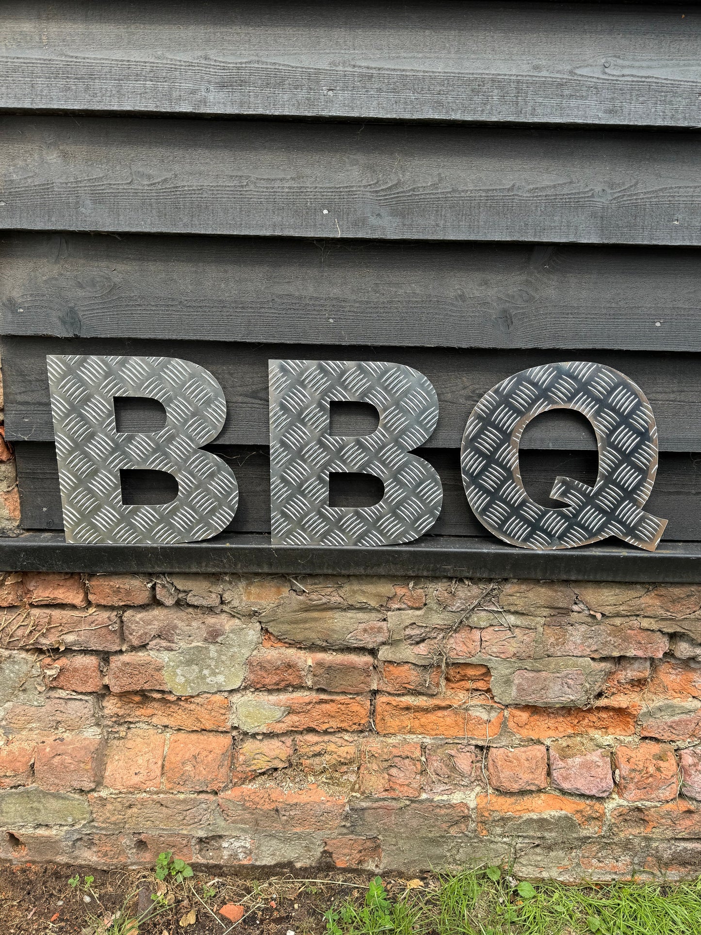BBQ Aluminium Checker Plate Lettering 12 inch
