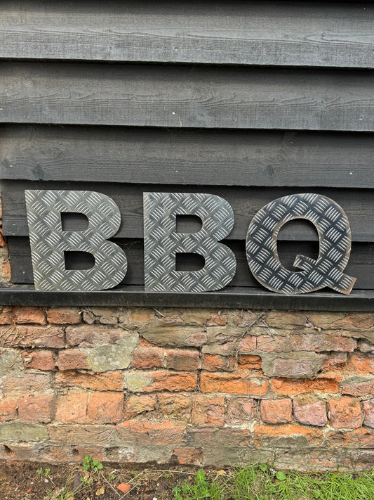 BBQ Aluminium Checker Plate Lettering 12 inch