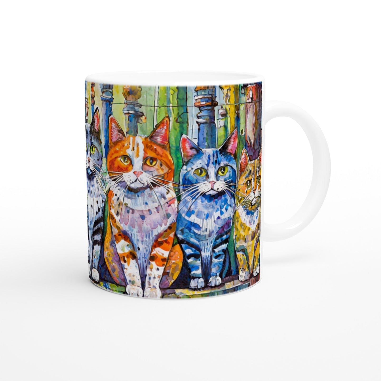πΎ Cheeky Cats Ceramic Mug β 11oz White Coffee Cup for Cat Lovers π±β