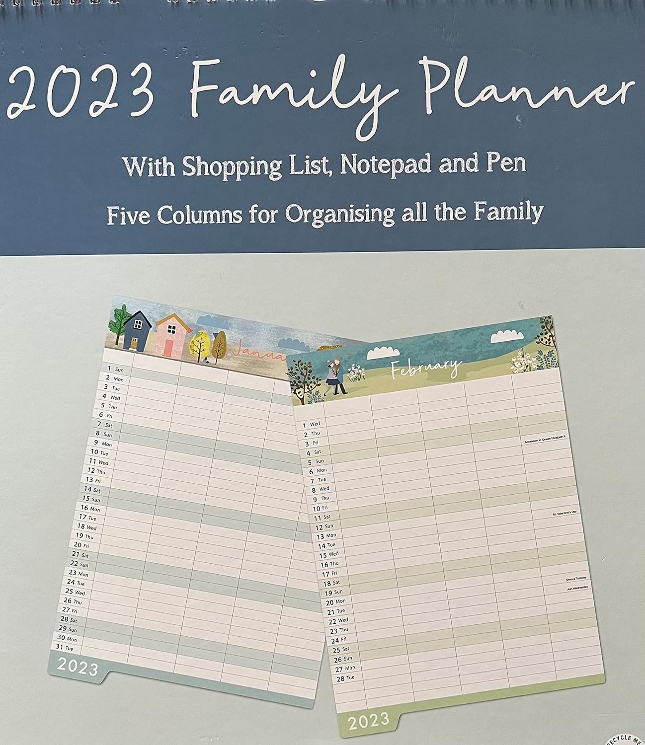 2015 Family Organiser / Calendar Planner with Shopping List, Notepad, Pen X 1