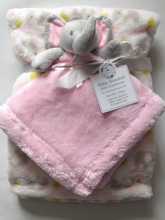 Beautiful Soft Baby/Child Cuddly Toy Elephant with Blanket 70 x 80 cm Pink