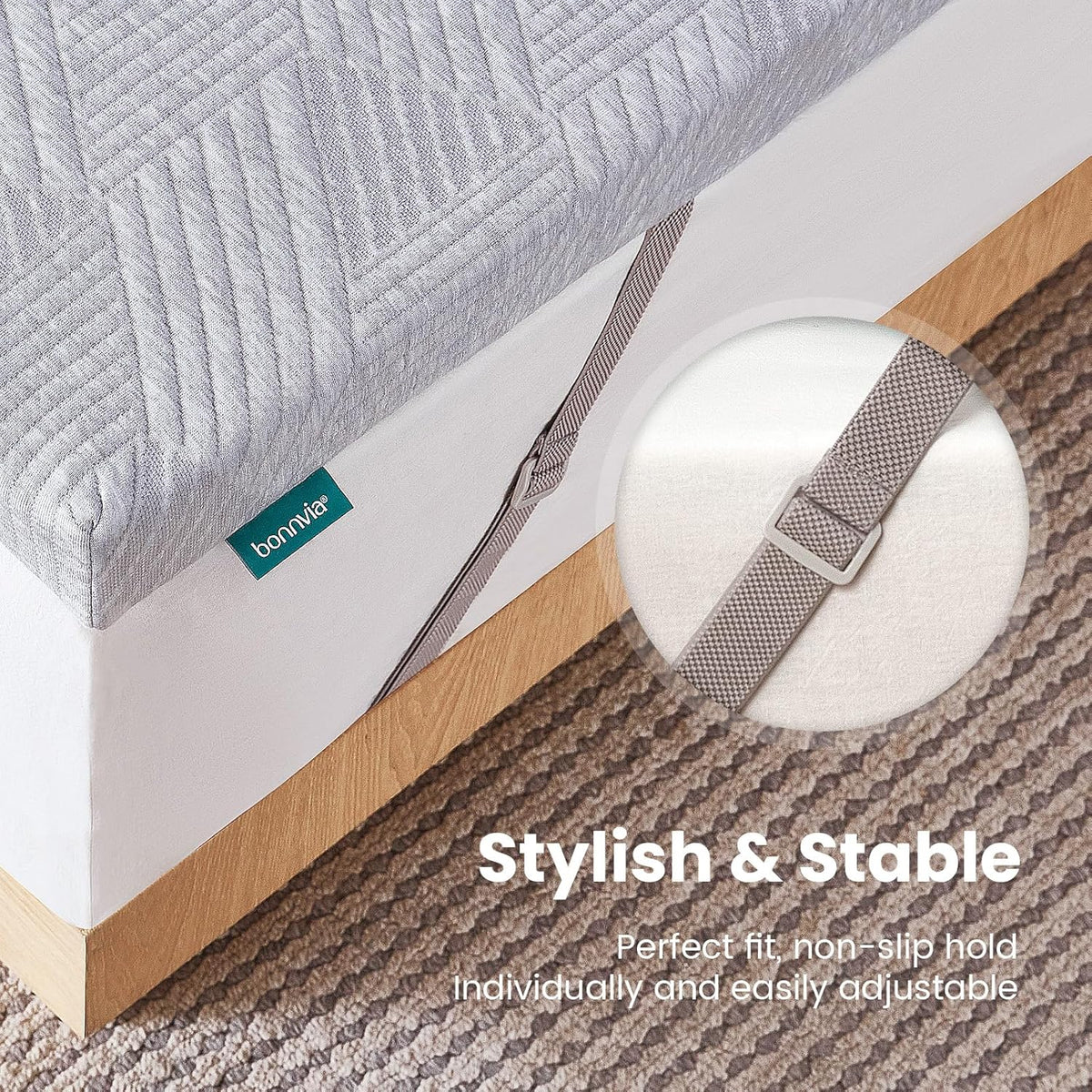 Mattress Topper Super King Bed 180x200x7cm with Bamboo Fibre Cover Bonnvia