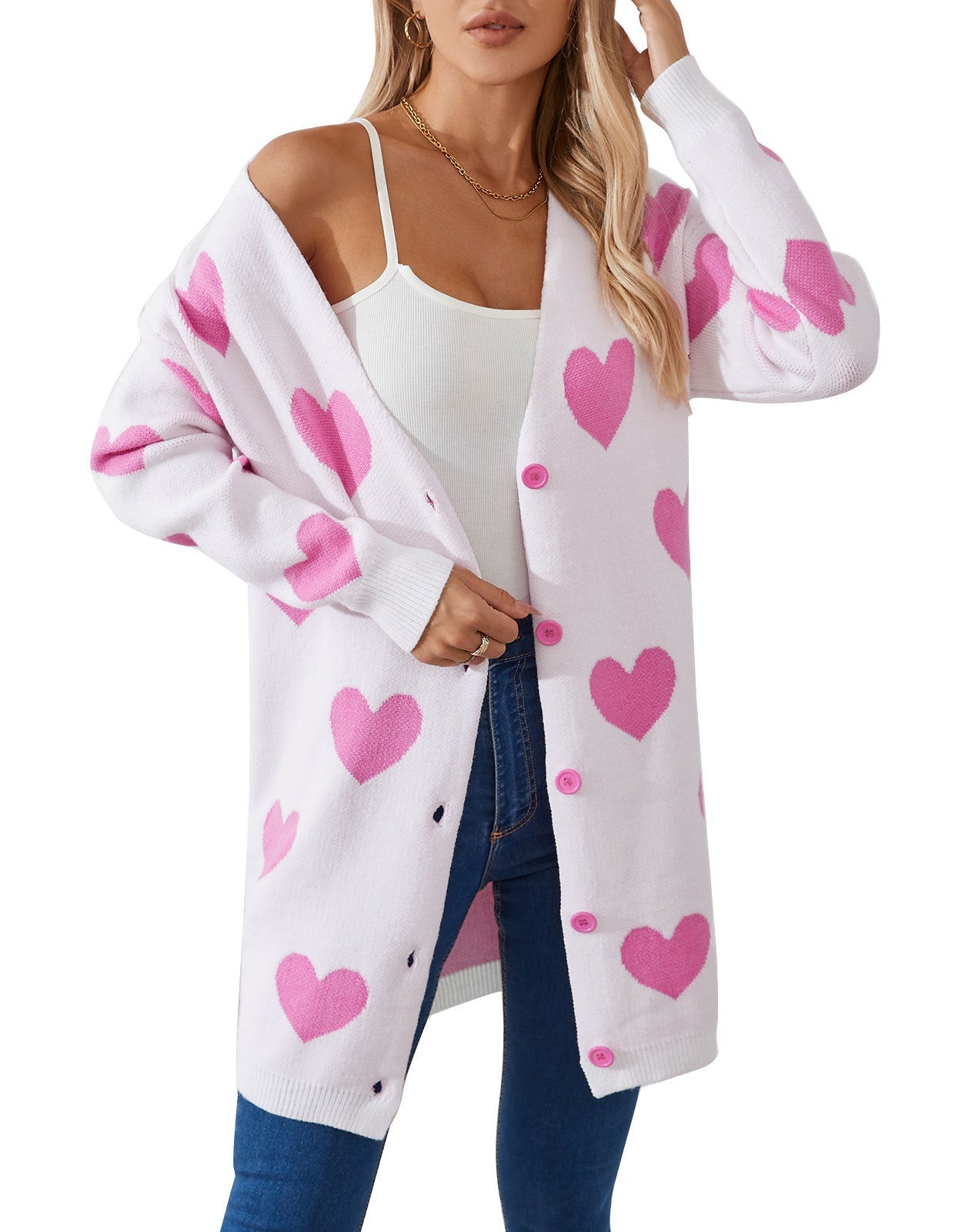 Fashion Love Mid-length Coat Sweater Women