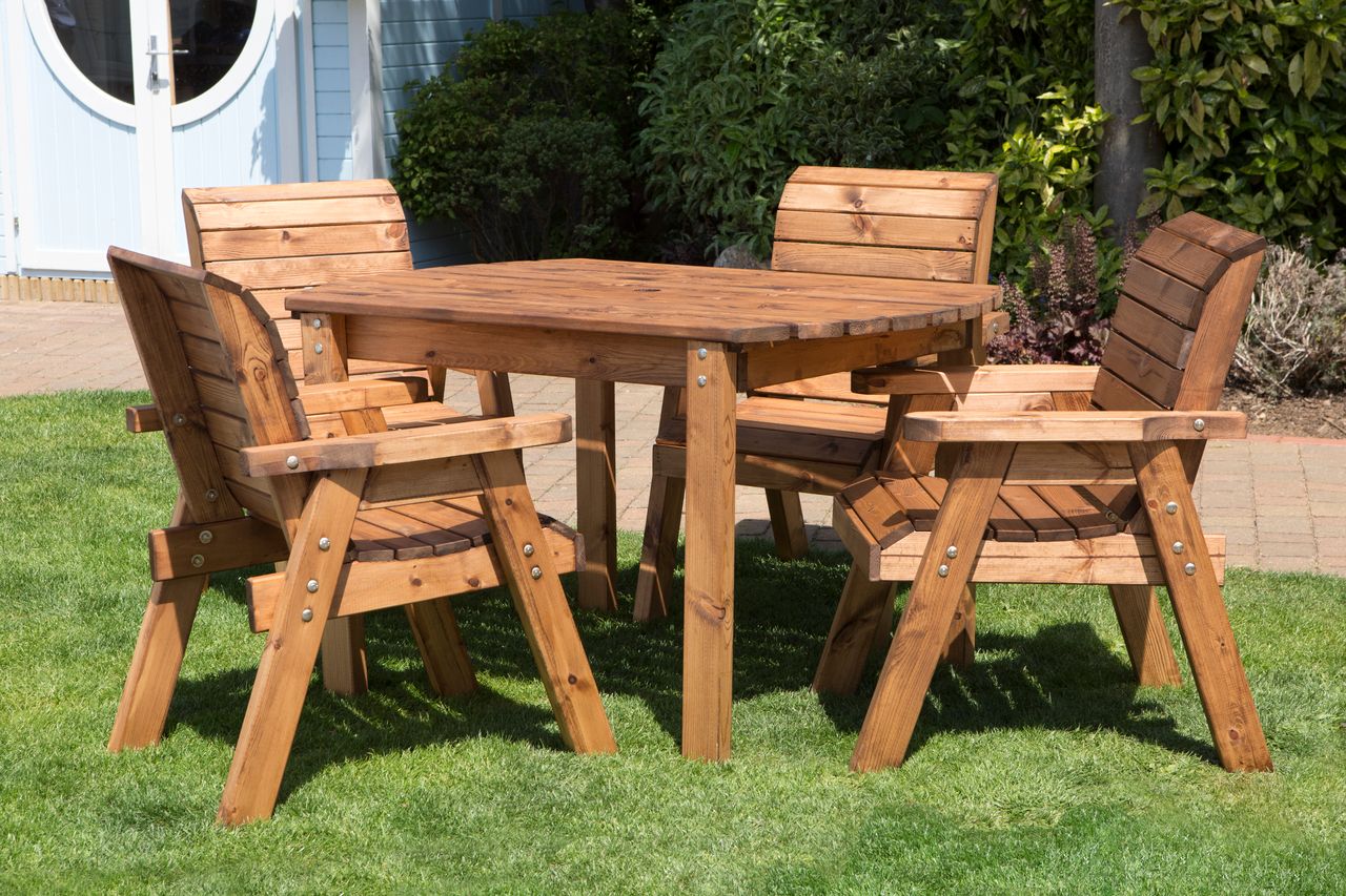 Charles Taylor Trading Four Seater Rect Table Set With Grey Cushion Brown