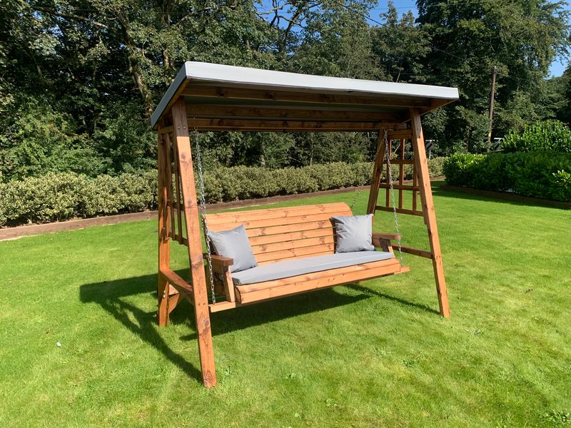 Charles Taylor Trading Dorset Three Seat Swing Grey With Grey Cushion Brown