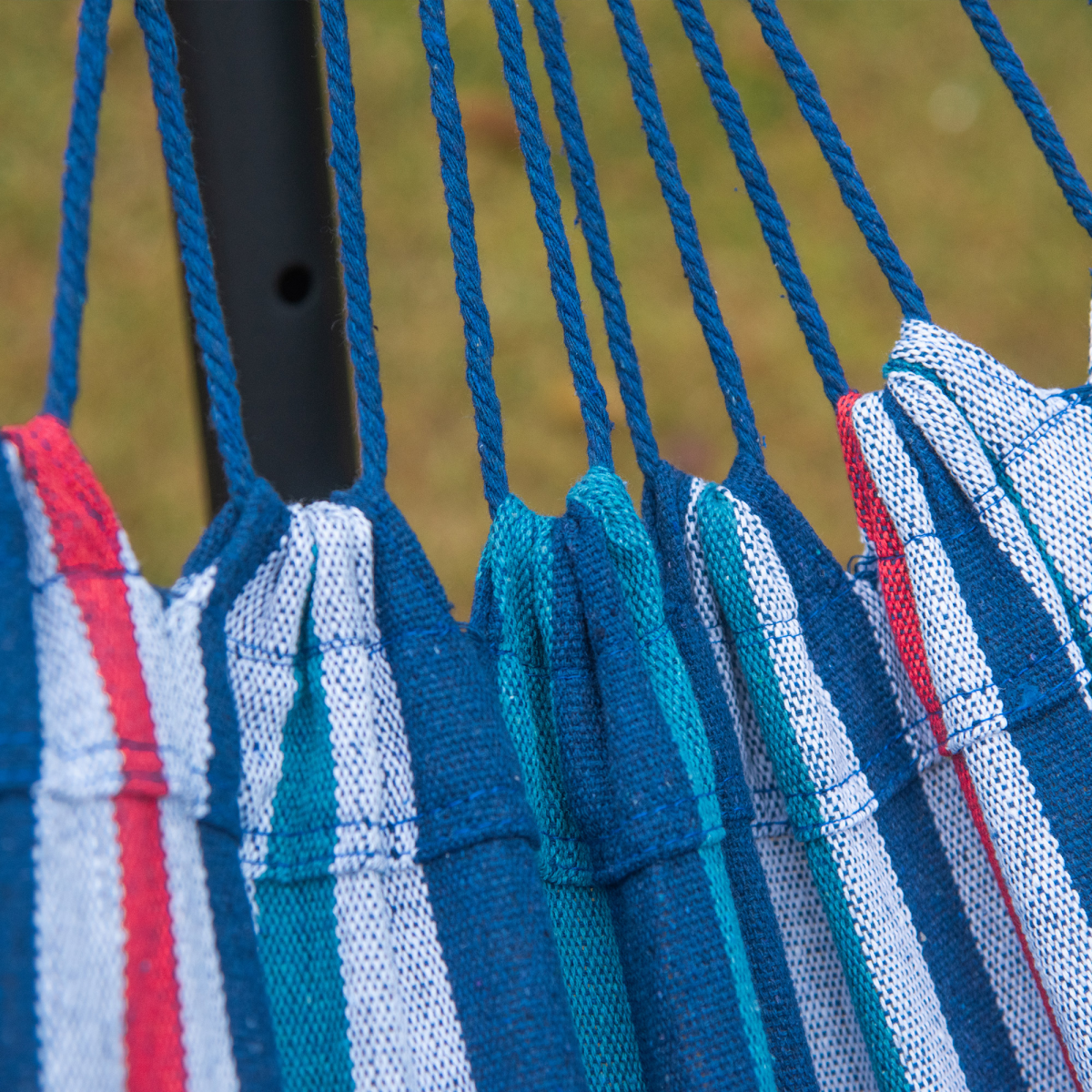 294 x 117cm Hammock with Metal Stand Portable Carrying Bag 120kg White Stripe