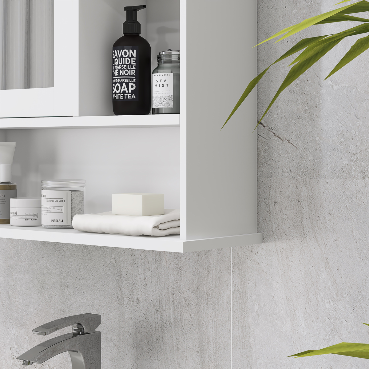 kleankin Wall Mounted Bathroom Mirror Glass Storage Cabinet Cupboard with Shelf