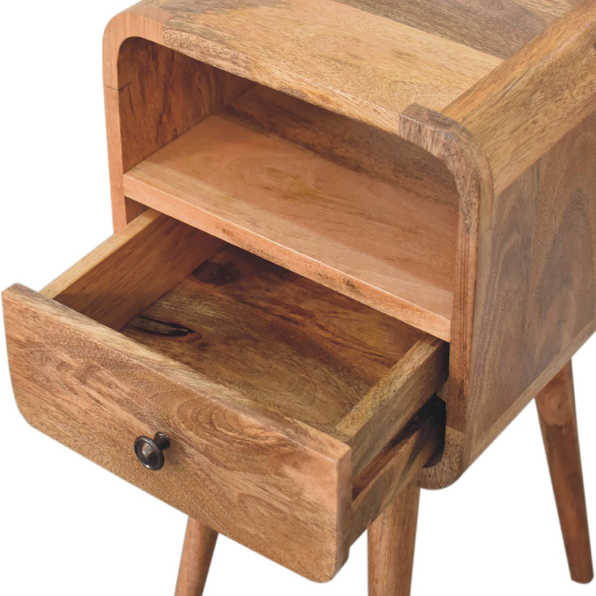 Artisan Furniture Solid Wood Mini Oakish Curve Open Bedside