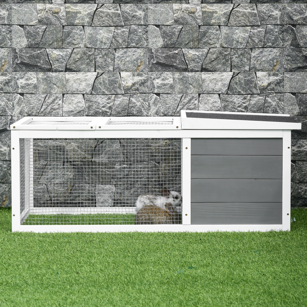Rabbit Hutch Small Animal Cage Pet Run Cover, with Water-resistant Asphalt Roof