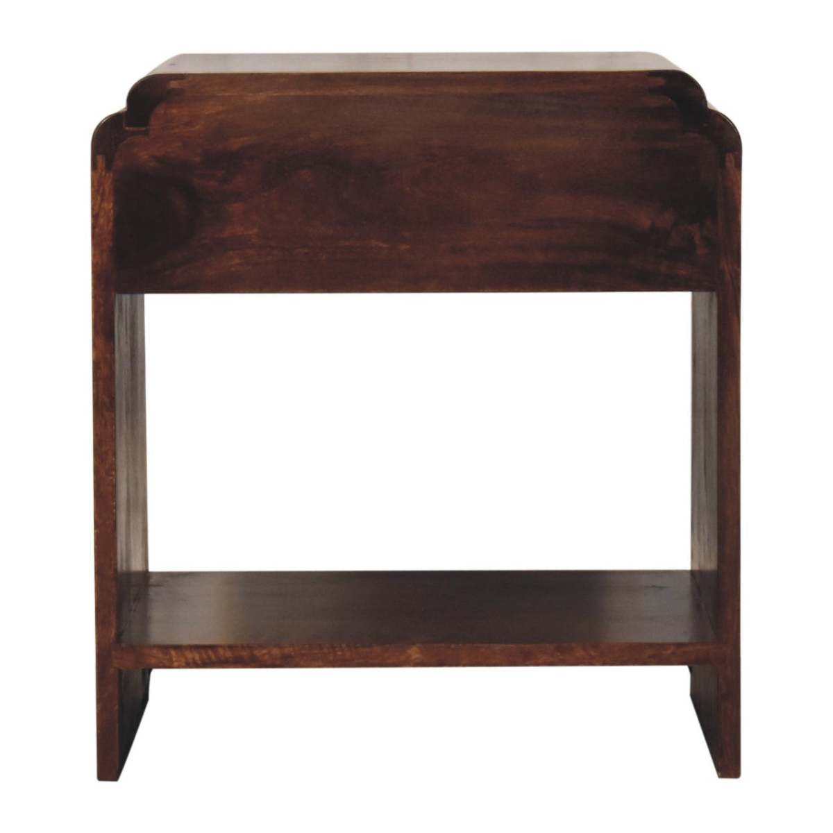 Artisan Furniture Solid Wood California Walnut Newton Bedside, 1 Drawer and Open Shelf, Dark Brown