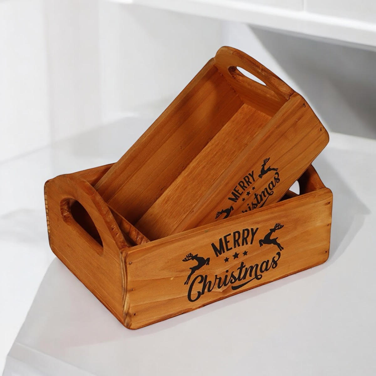 SET 2 WOODEN FLOWER PLANTERS