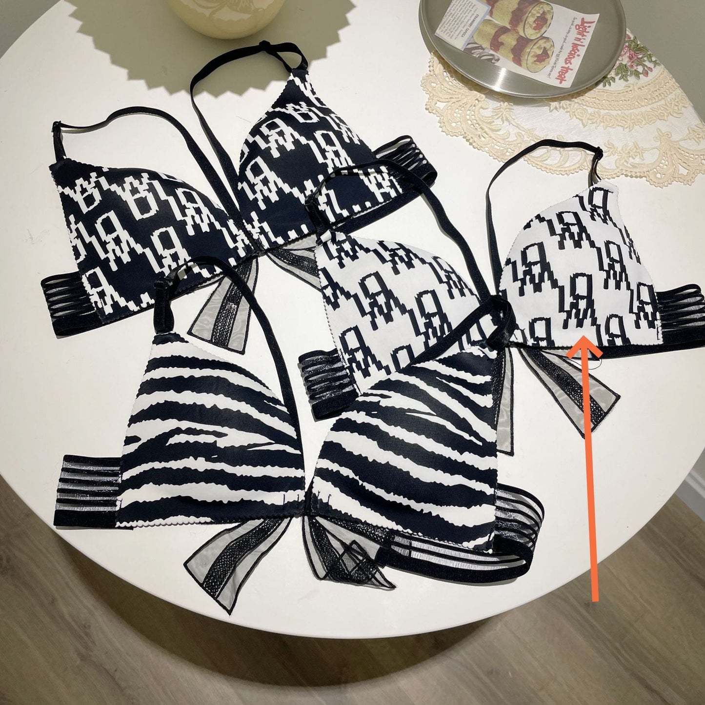 Printed Sexy Bow High-elastic Cotton Wire-free Push-up Bra