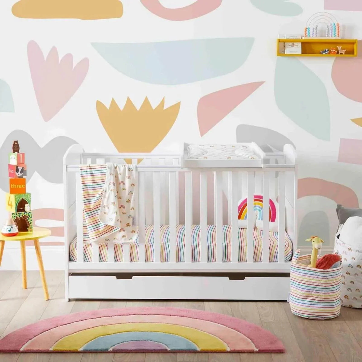 Ickle Bubba Coleby Classic Cot Bed & Under Drawer White - Without Mattress