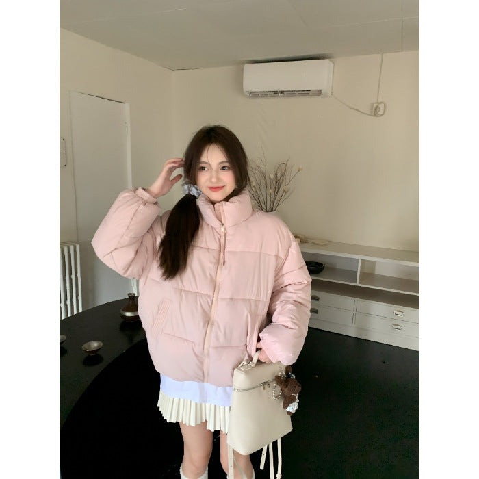 Cute Stand-up Collar Puffer Jacket For Women