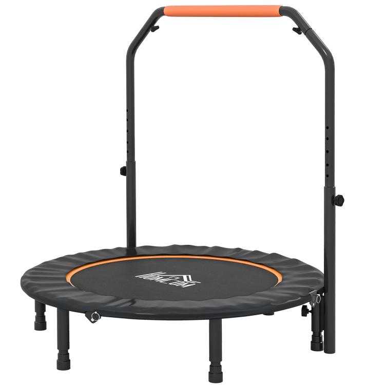 45 inch Foldable Mini Fitness Trampoline, with Adjustable Foam Handle, Orange