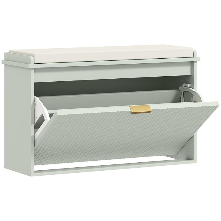 Elegant Eight Shoe Bench, with Top Seat - Green