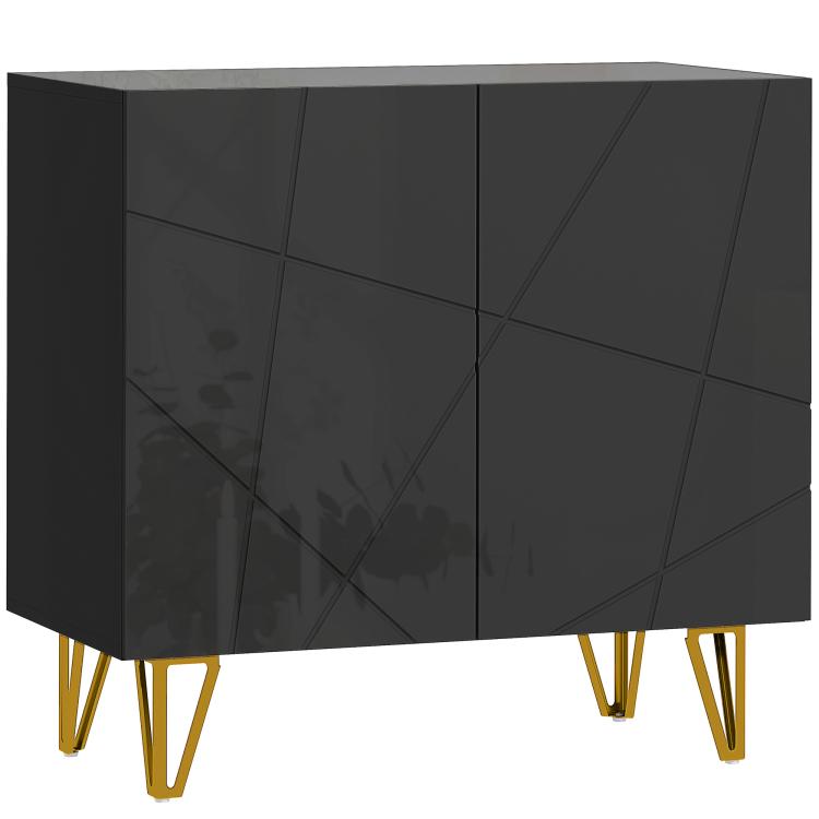 Modern Luxe High Gloss Sideboard, with Hairpin Legs - Black