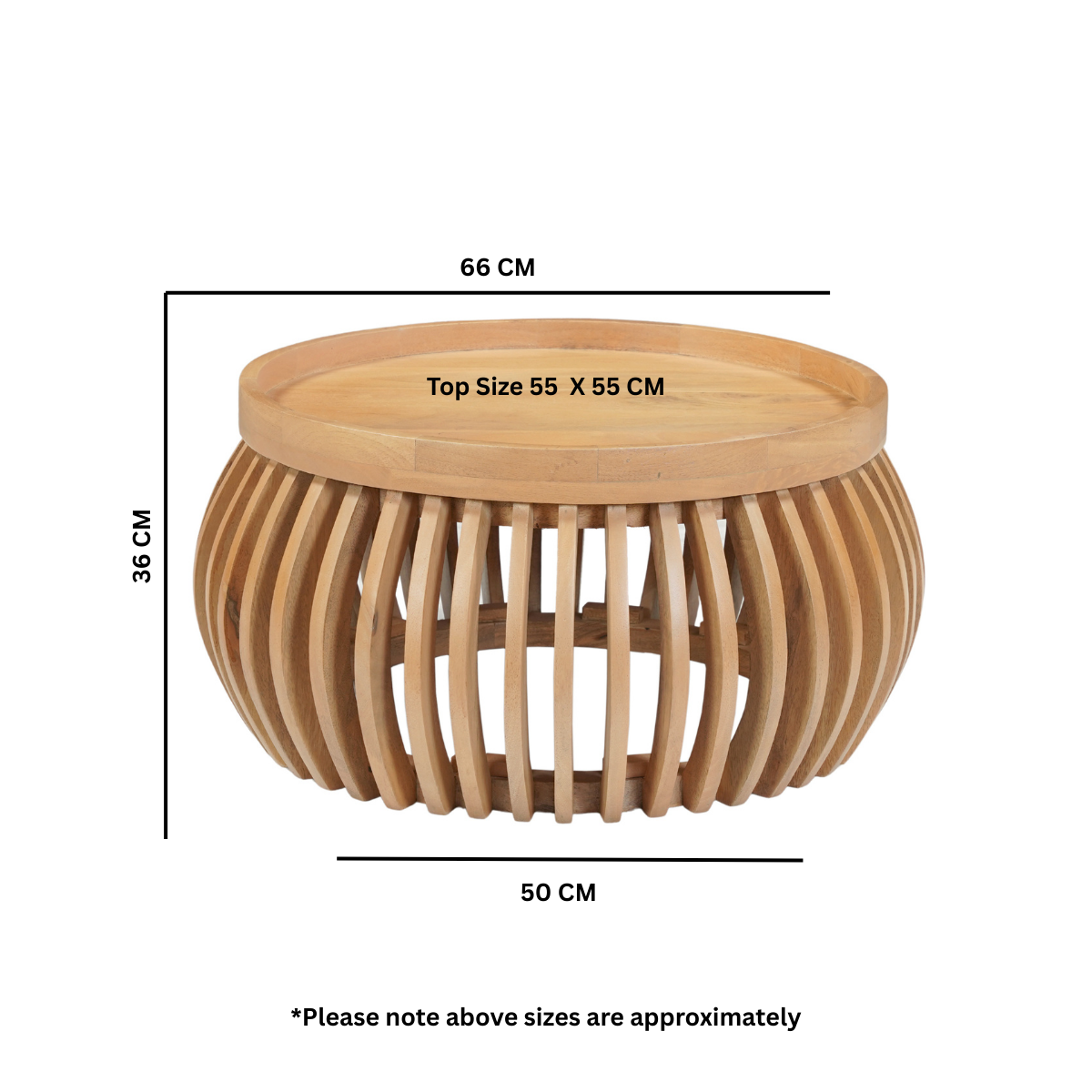 Jodhpur Solid Wood Small Round Low Coffee Table