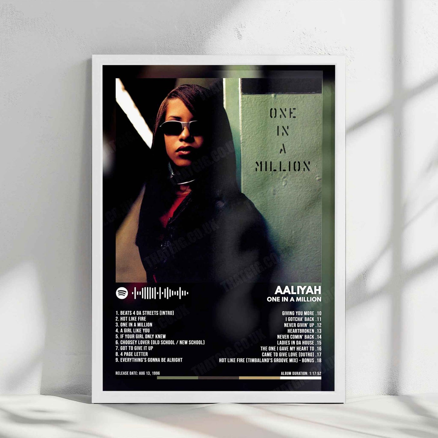 Aaliyah "One in a Million" Album Cover Poster - with Complete Tracklist