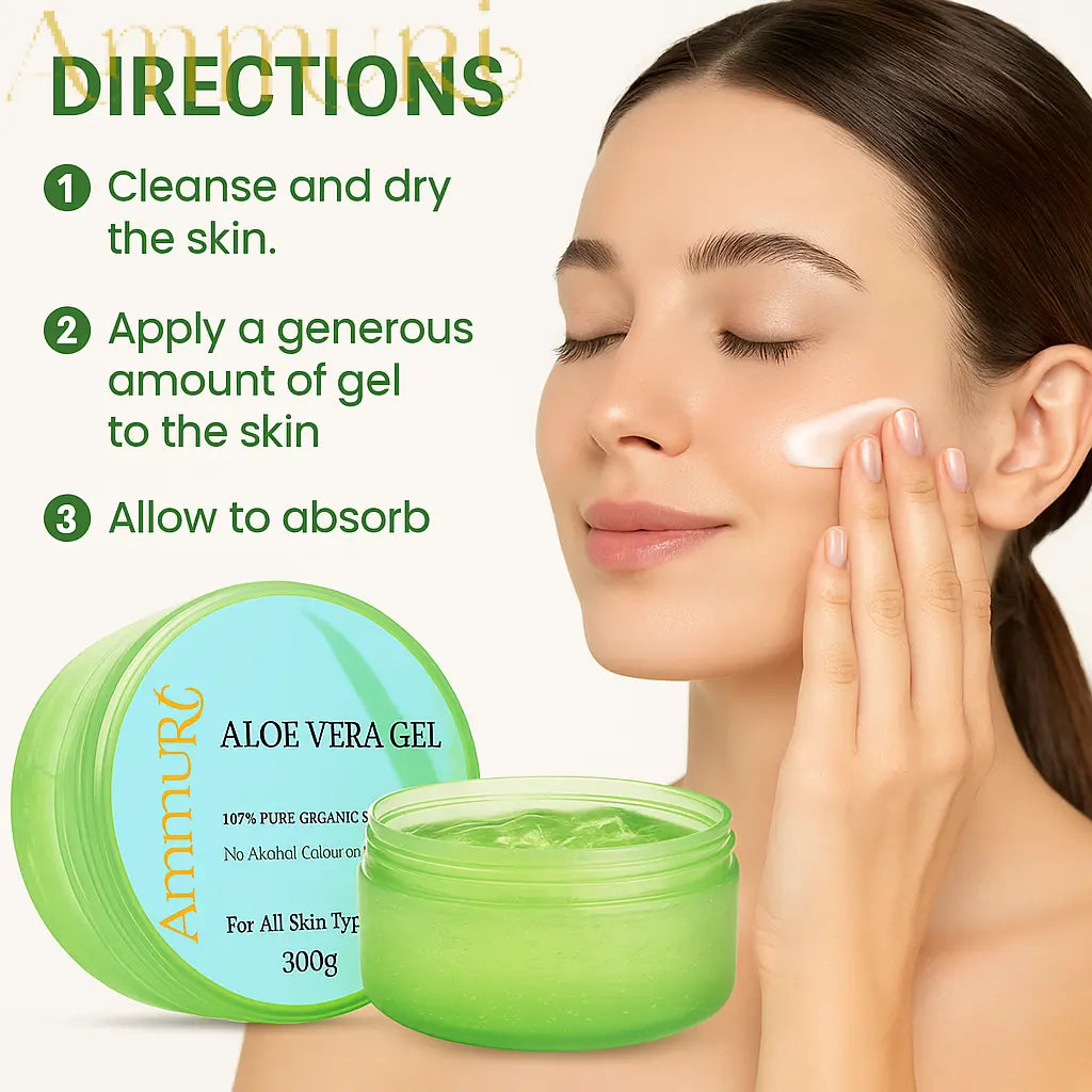 Ammuri Organic Aloe Vera Gel 300g β Pure Hydration for Face, Body & Hair