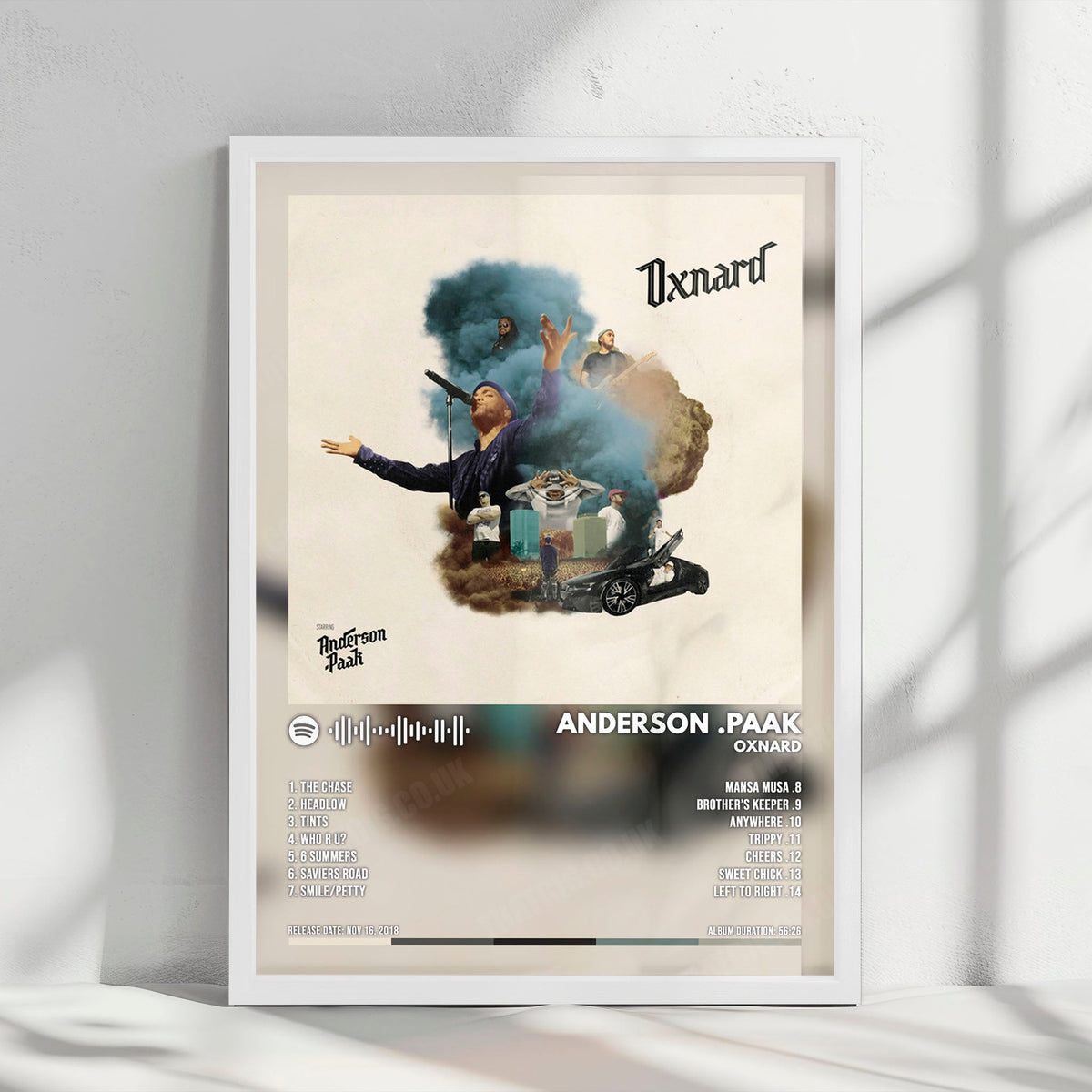 Anderson .Paak "Oxnard" Album Cover Poster - with Complete Tracklist