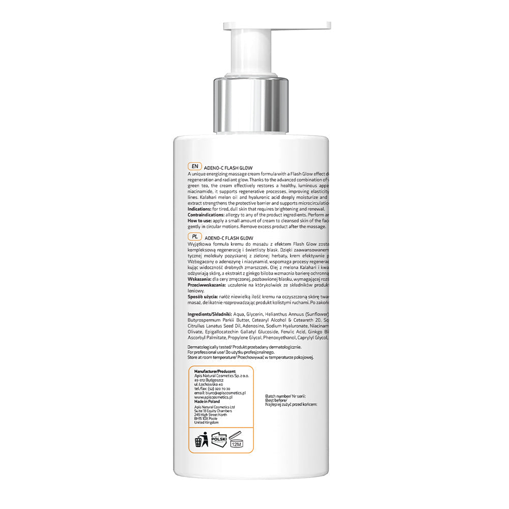 Apis ADENO-C Flash Glow Energising Face Massage Cream | 300ml