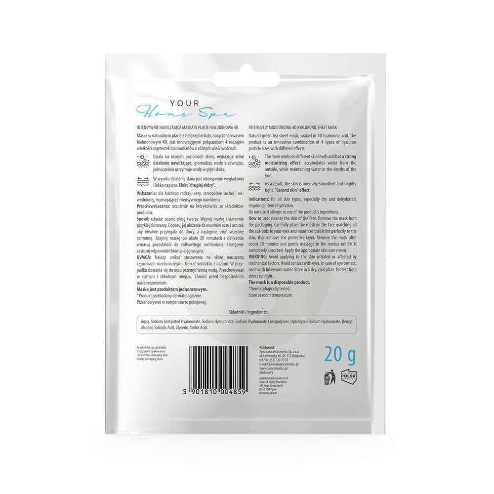 Apis Intensely Moisturising 4D Hyaluronic Sheet Mask | 20 g