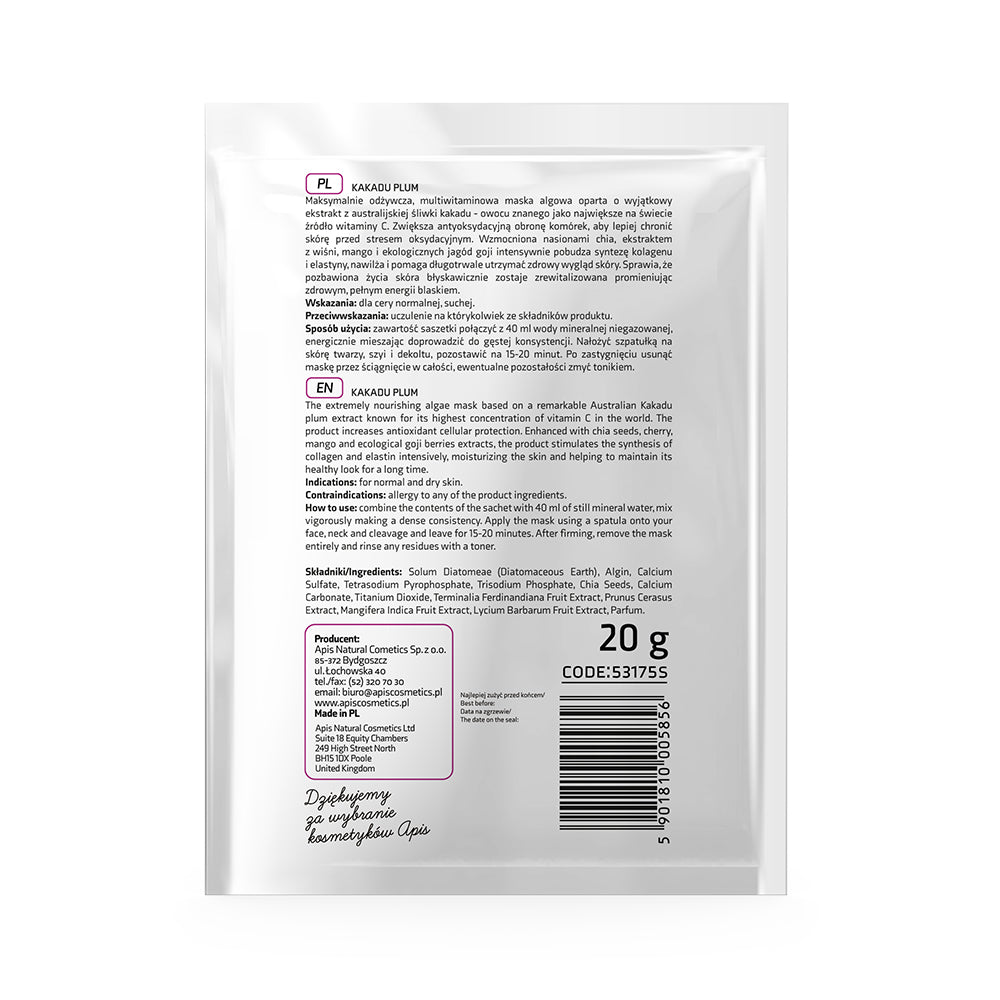 Apis Kakadu Plum Brightening Algae Mask with Chia Seeds | 20g
