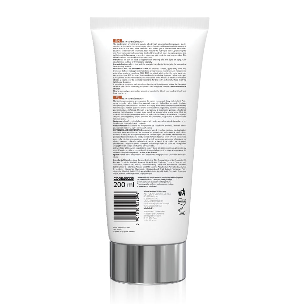 Apis RETIN-AMBRE SYNERGY HOME THERAPIS Regenerating body & hand balm with retinol & succinic acid (night) | 200 ml