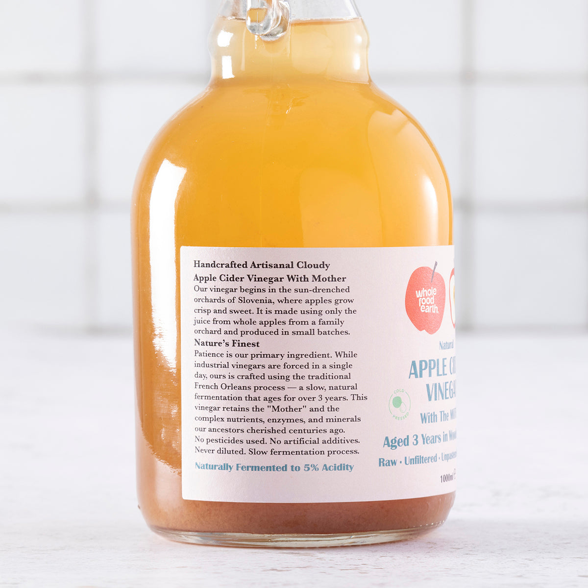 Natural Apple Cider Vinegar 4 x 1L With "Mother" | Raw | Unpsteurised | Unfiltered | GMO Free