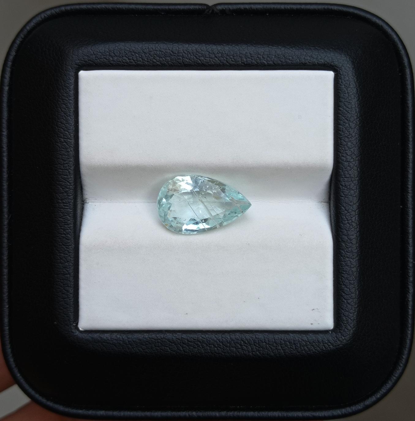2.5ct Natural Pear-Shaped Aquamarine Gemstone - March Birthstone - 12.8x8x4.2mm
