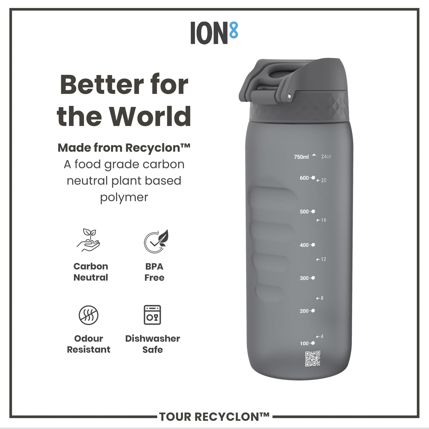 Bottle, Recyclon, Grey, 750ml