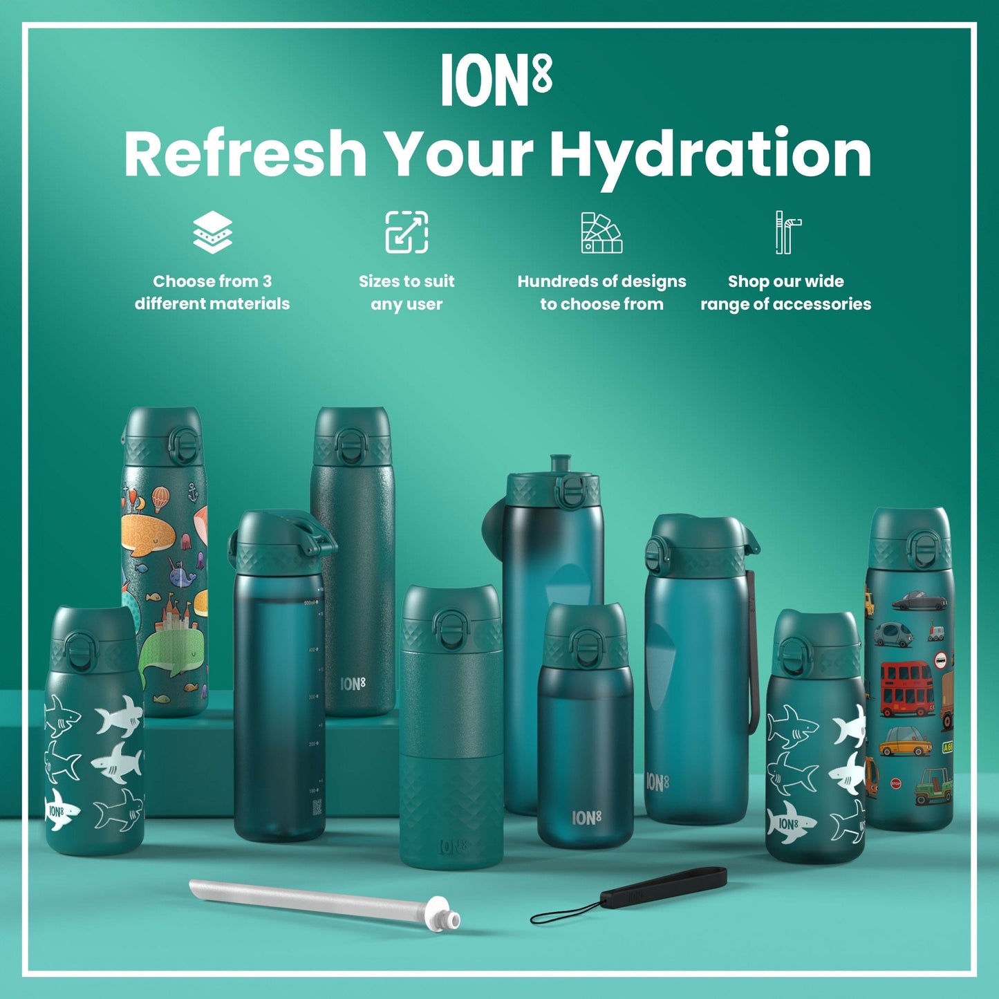 Leak Proof Slim Thermal Steel Water Bottle, Insulated, Automobiles, 500ml (17oz)