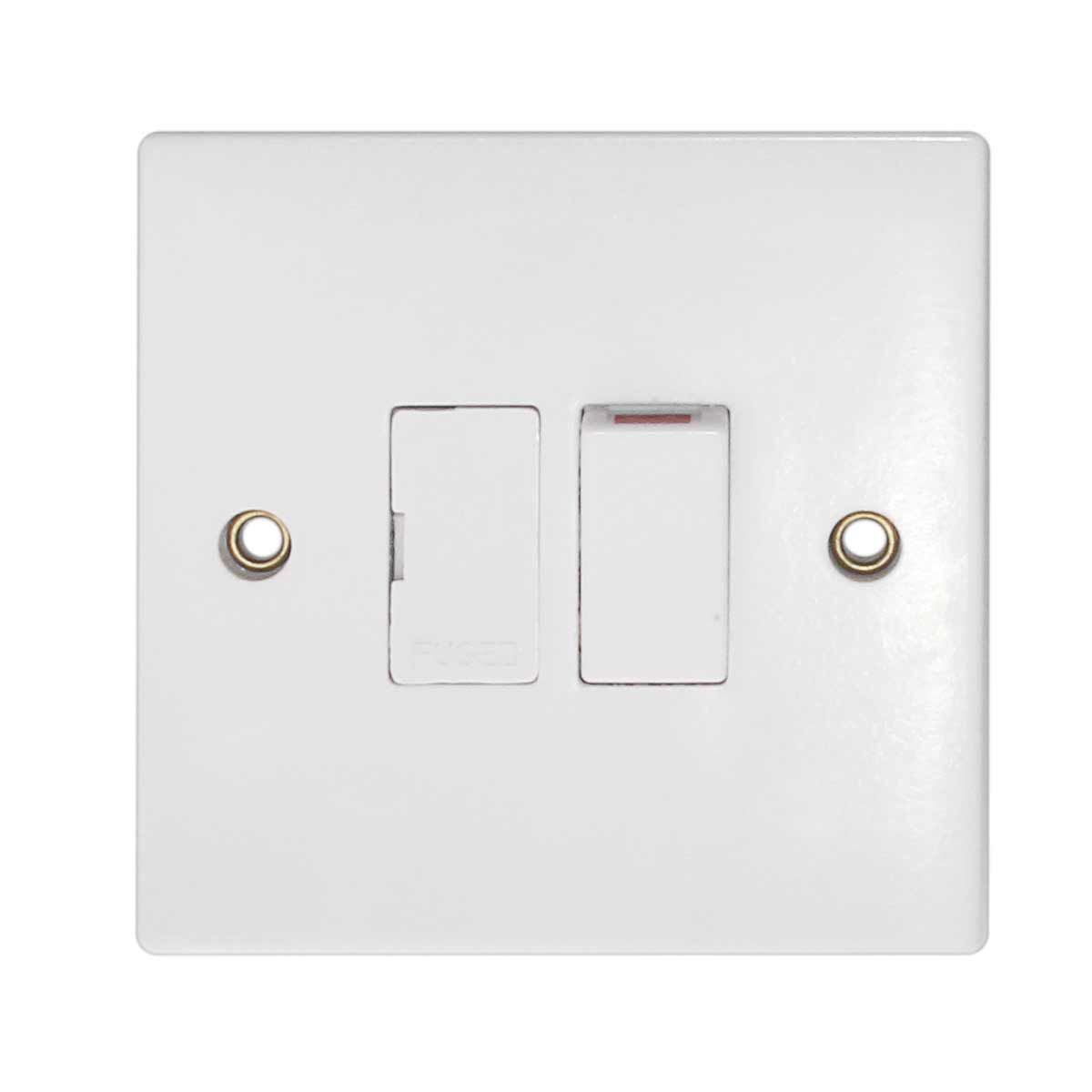 Square Edged Switched Fused Spur in White (2 Way / 13A)