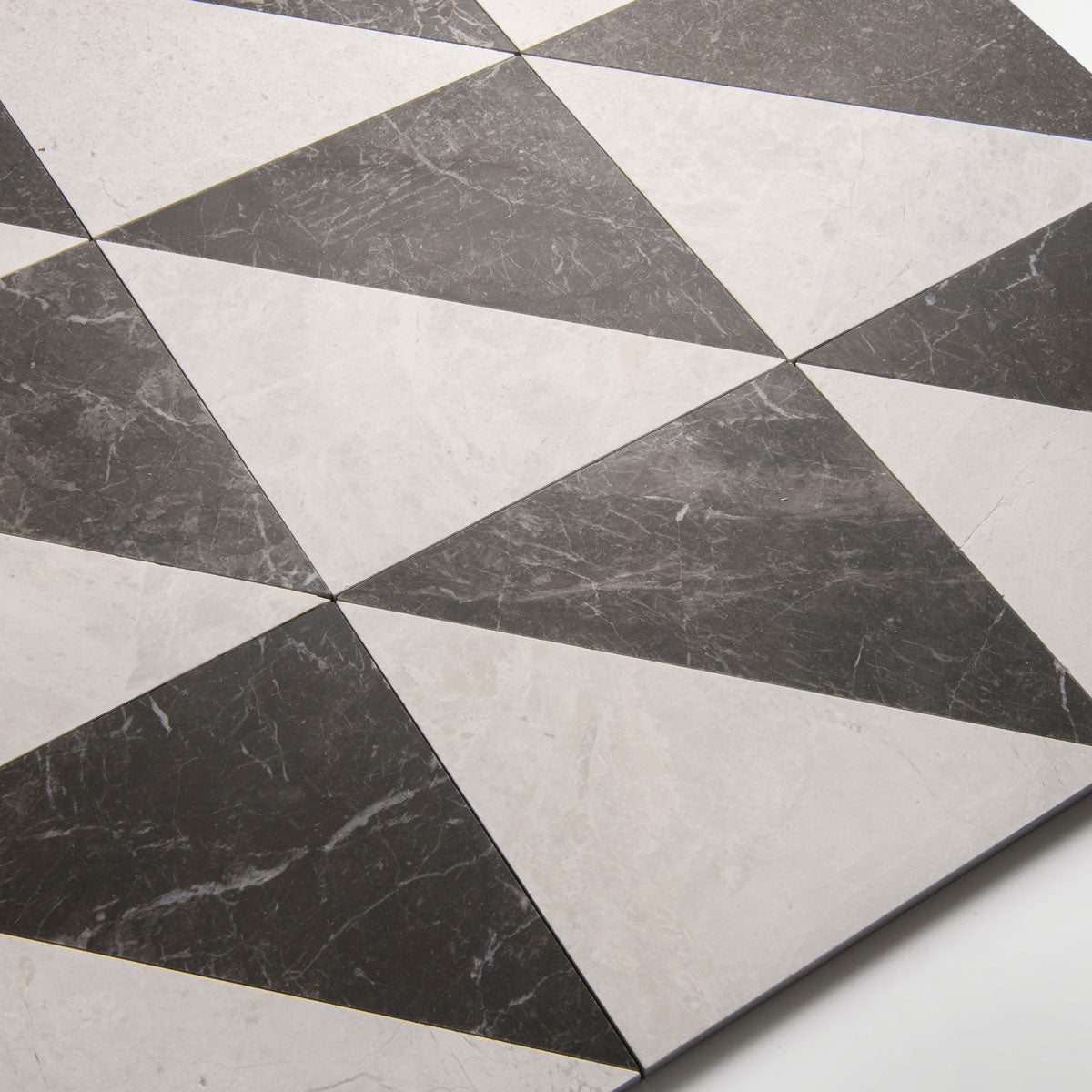 Honed Marble Chequerboard Tiles - Fitz Collection Triangle