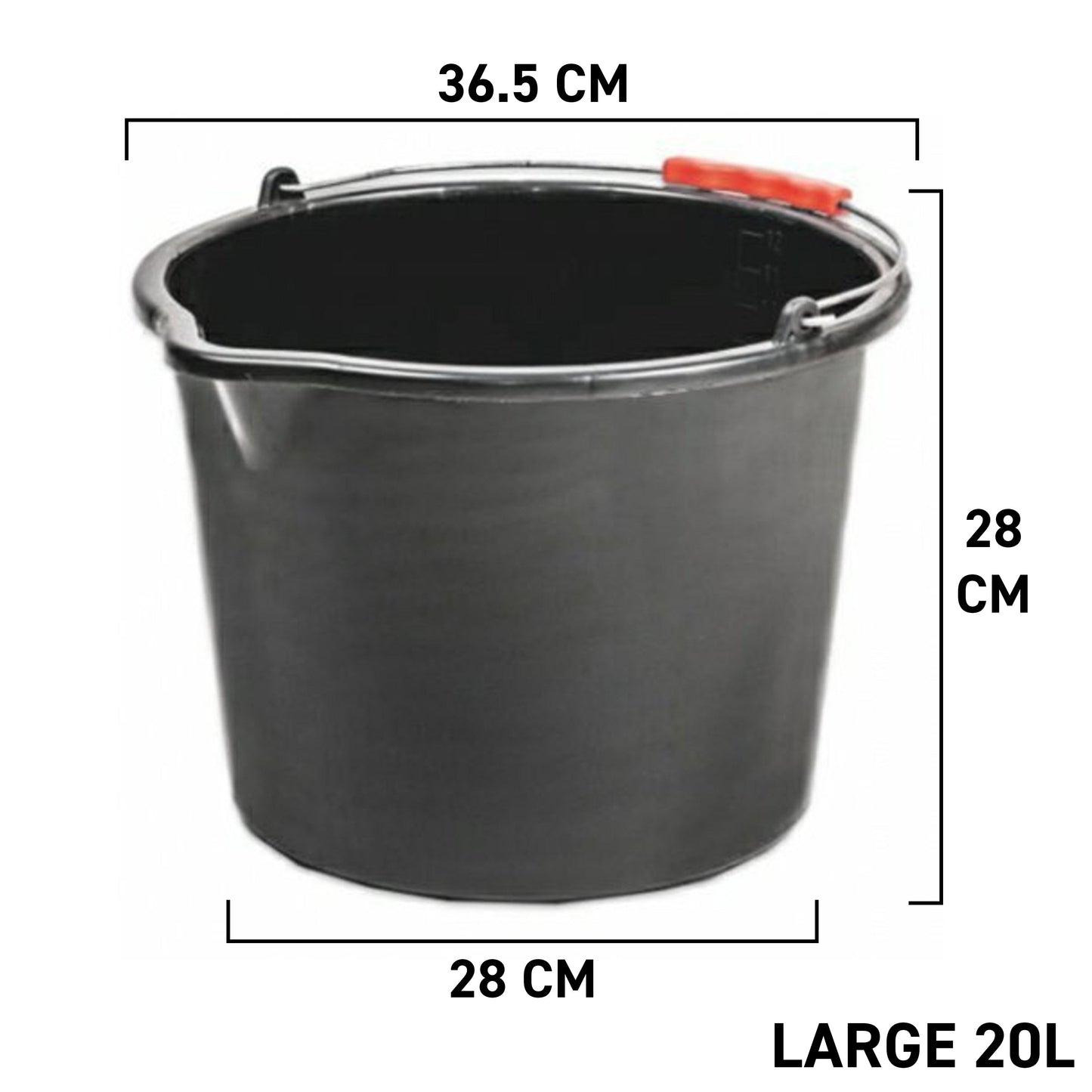 Black PP Bucket 20L Outdoor Watering Kit DIY Workshop Accessory
