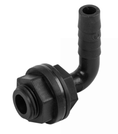 Tank Connector 90 Degree with Washer and Nut 1/2inBSPM - 1/2in Barb