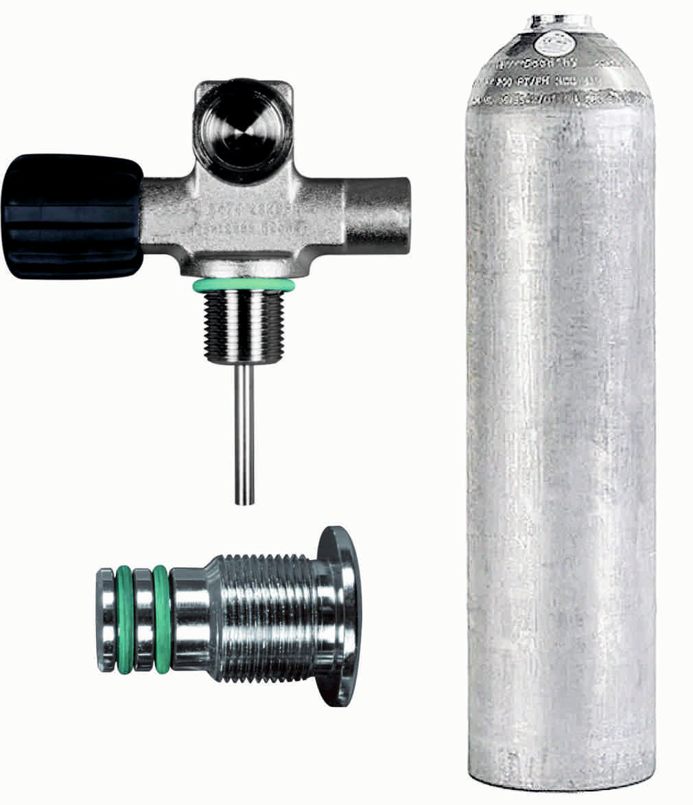 BTS 7 Litre 200 Bar Natural Luxfer Aluminium Cylinder with Left Handed DIN Valve & Blanking Plug S16216507