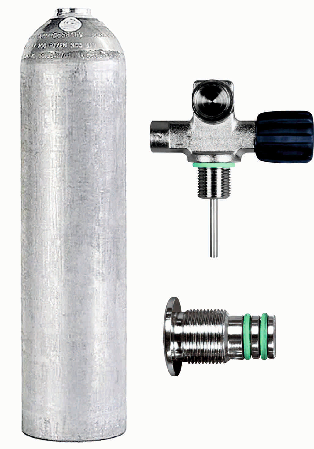 BTS 7 Litre 200 Bar Natural Luxfer Aluminium Cylinder with Right Handed DIN Valve & Blanking Plug S16216508